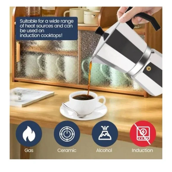 Silver Stovetop Espresso Maker - Picture 4 of 8